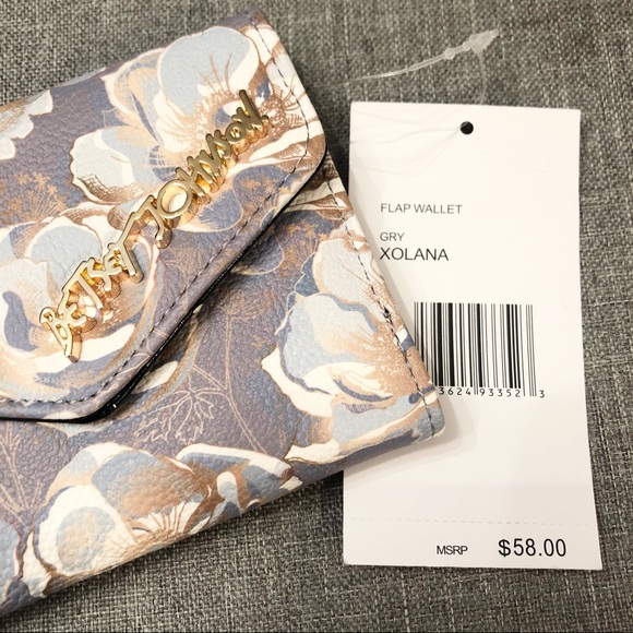 Betsey Johnson Floral Flap Wallet Grey - Picture 3 of 6